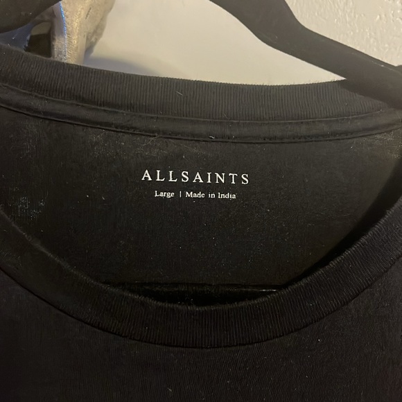 Black AllSaints Refract Cotton Logo Graphic Tee - Picture 2 of 8